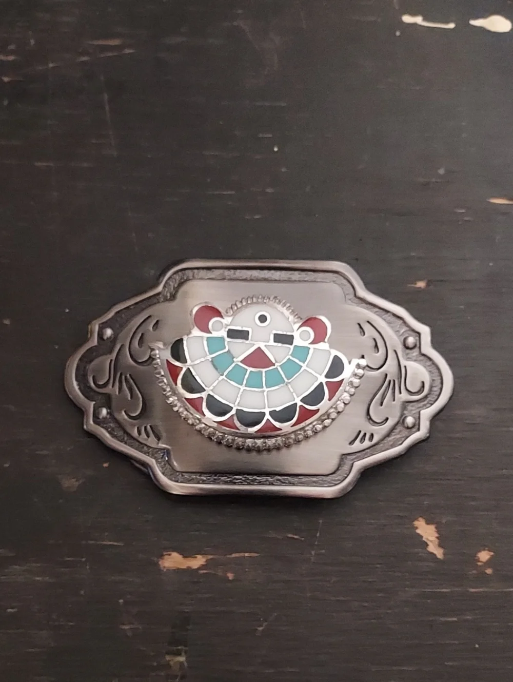 ​☀️ Vintage Southwestern Zuni Sunface Belt Buckle